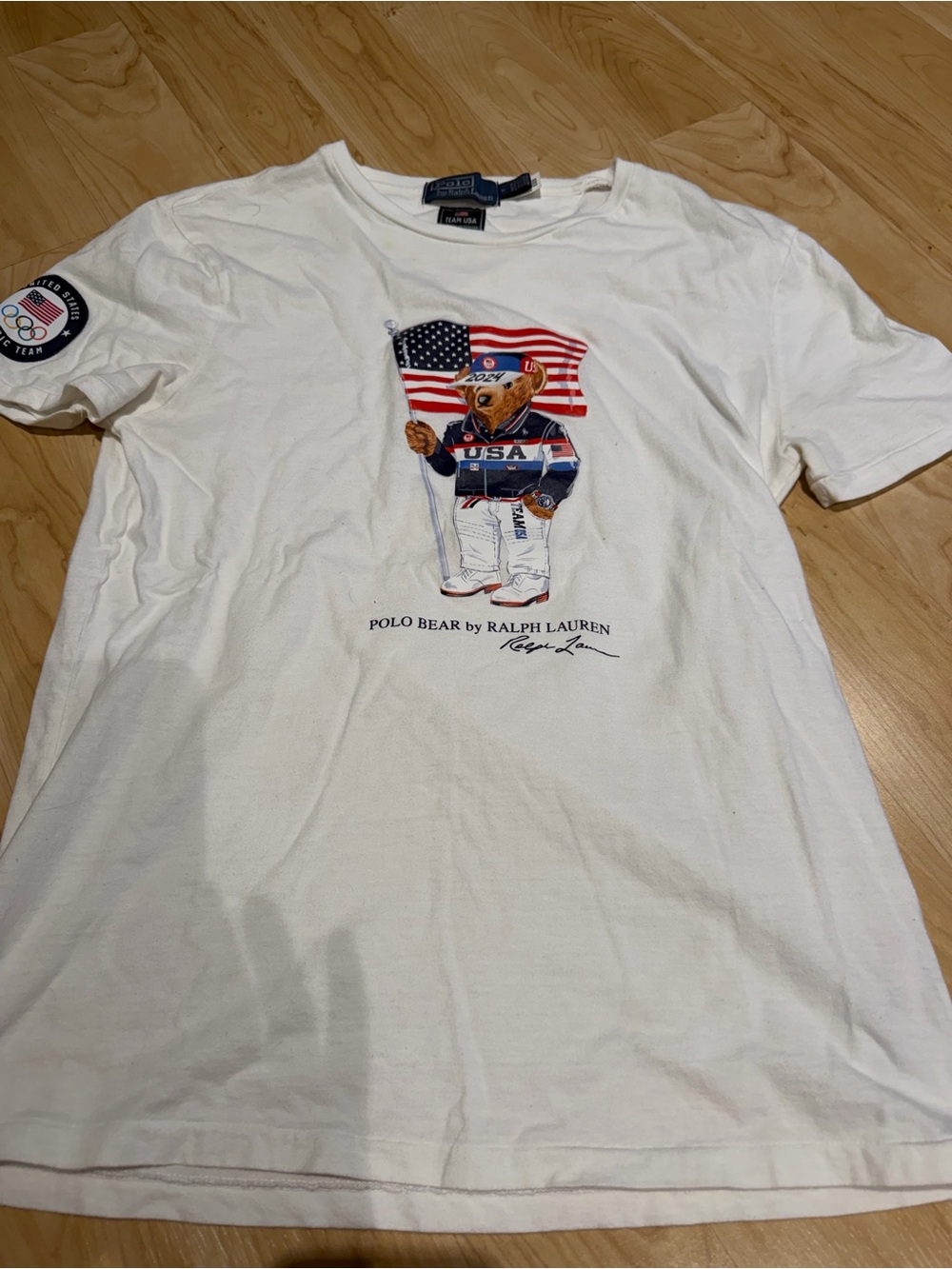 Polo by Ralph Lauren White Polo Bear USA Flag Graphic Tee